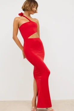 Oh Polly Women'S Clothing Sale - $65 And Under | Women'S Clothing Sale - $40 And Under^Premium Jersey Asymmetric Cut Out Maxi Dress in Scarlet Red ScarletRed
