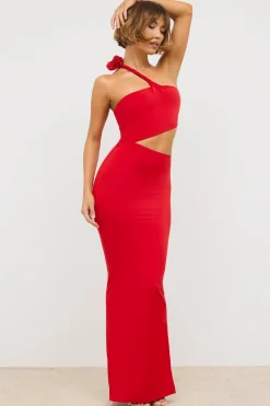 Oh Polly Women'S Clothing Sale - $65 And Under | Women'S Clothing Sale - $40 And Under^Premium Jersey Asymmetric Cut Out Maxi Dress in Scarlet Red ScarletRed