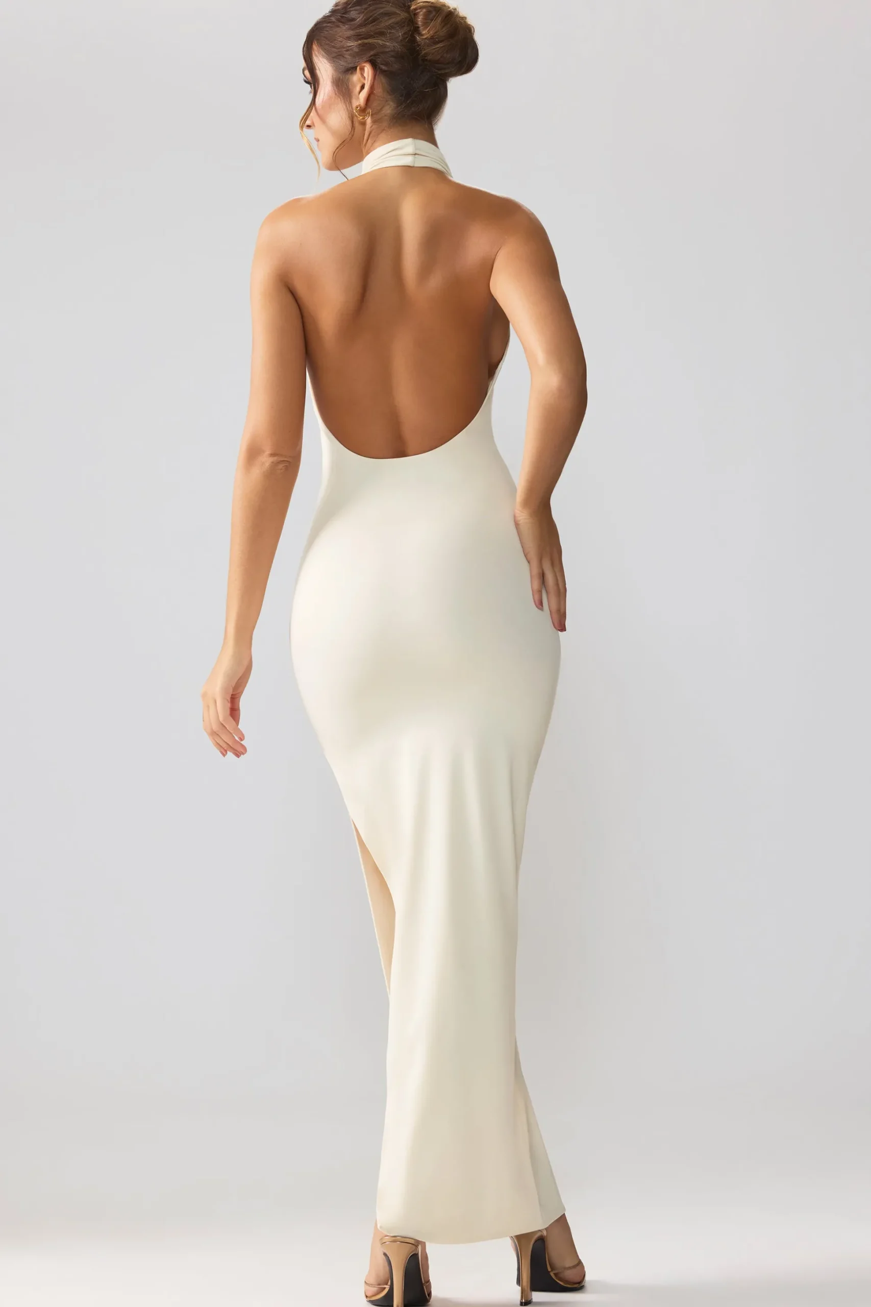 Oh Polly Fall Outfits | Bride To Be^Premium Jersey Cowl Neck Backless Maxi Dress in Ivory