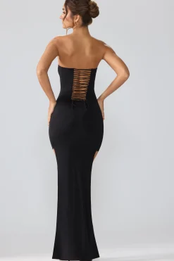 Oh Polly Women'S Clothing Sale - $65 And Under | Women'S Clothing Sale - $40 And Under^Premium Jersey Lace Up Back Mini Dress with Train in Black