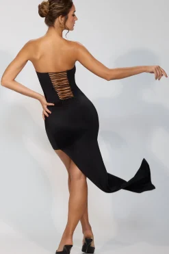 Oh Polly Women'S Clothing Sale - $65 And Under | Women'S Clothing Sale - $40 And Under^Premium Jersey Lace Up Back Mini Dress with Train in Black