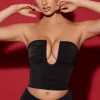 Oh Polly Co-Ords | Tops^Premium Jersey Strapless Plunge Neck Top in Black