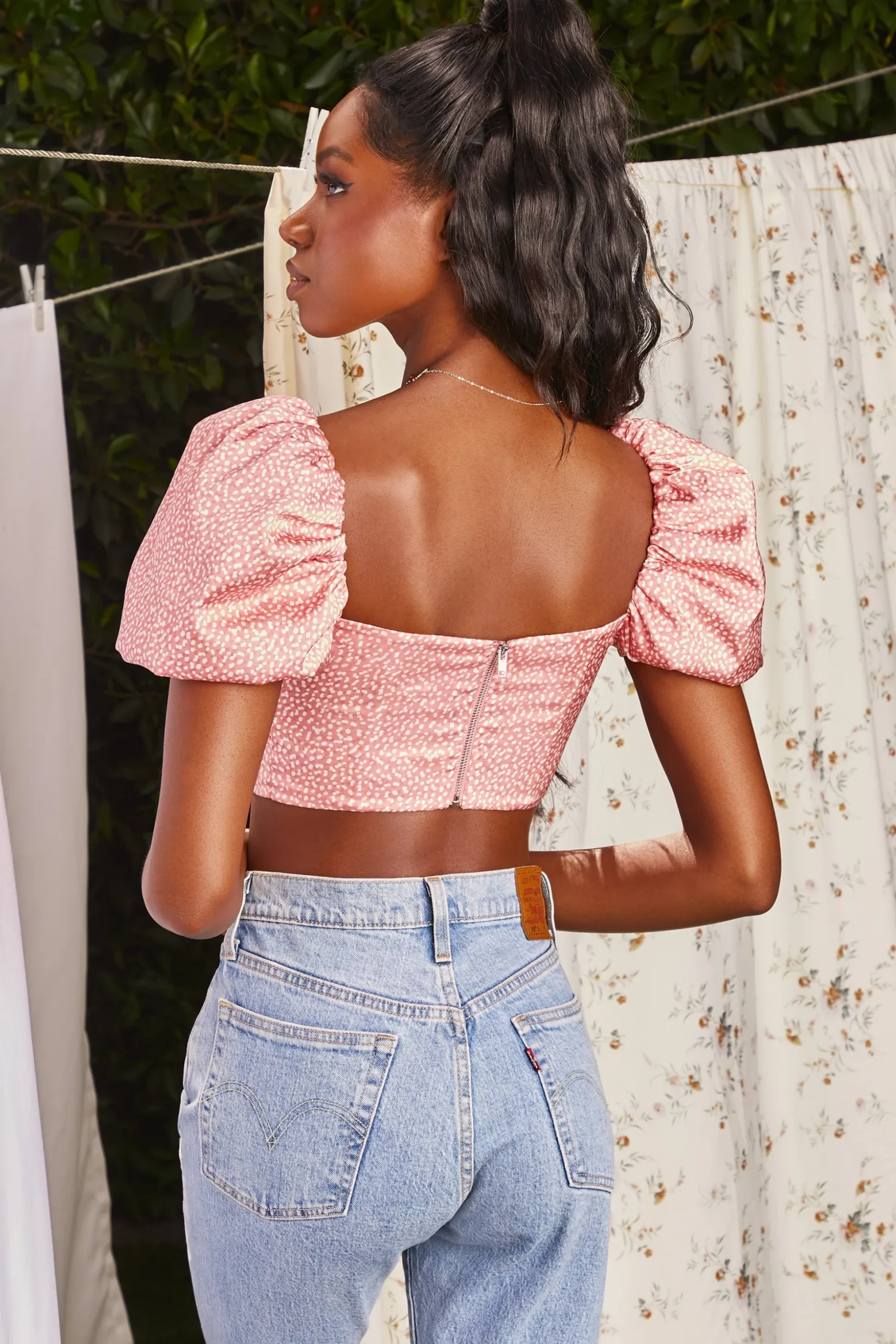 Oh Polly Women'S Clothing Sale - $65 And Under | Women'S Clothing Sale - $40 And Under^Puff Sleeve Crop Top in Coral