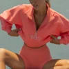 Oh Polly Tracksuits | Sweatshirts^Quarter-Zip Cropped Sweatshirt in Coral