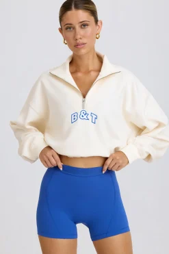 Oh Polly Tracksuits | Sweatshirts^Quarter-Zip Cropped Sweatshirt in White