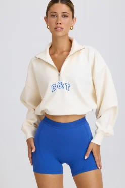 Oh Polly Tracksuits | Sweatshirts^Quarter-Zip Cropped Sweatshirt in White