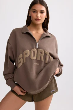 Oh Polly Sweatshirts | Matching Sets^Quarter-Zip Sweatshirt in Espresso