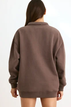 Oh Polly Sweatshirts | Matching Sets^Quarter-Zip Sweatshirt in Espresso