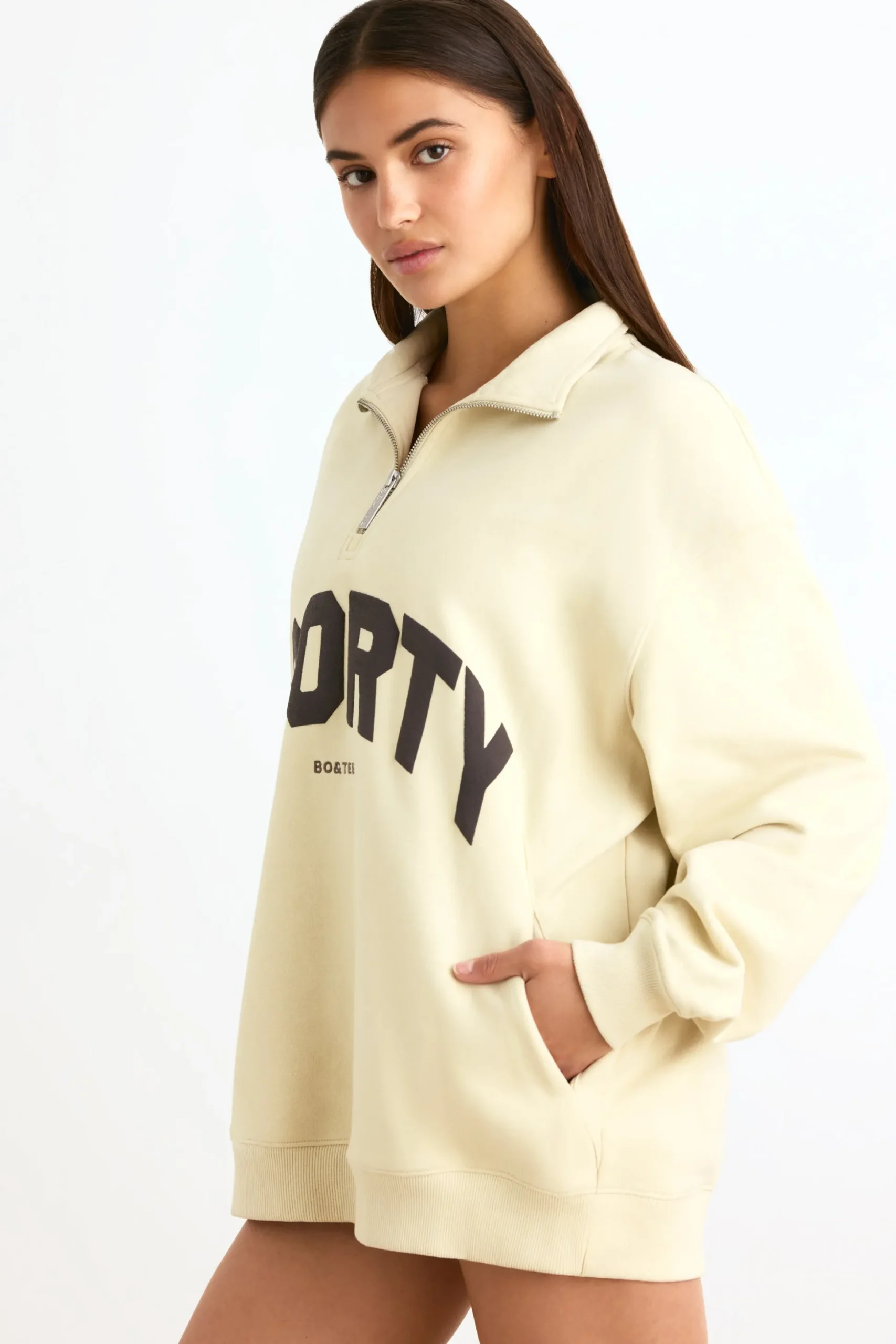 Oh Polly Sweatshirts | Matching Sets^Quarter-Zip Sweatshirt in Bone
