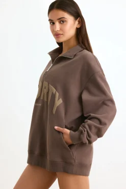 Oh Polly Sweatshirts | Matching Sets^Quarter-Zip Sweatshirt in Espresso