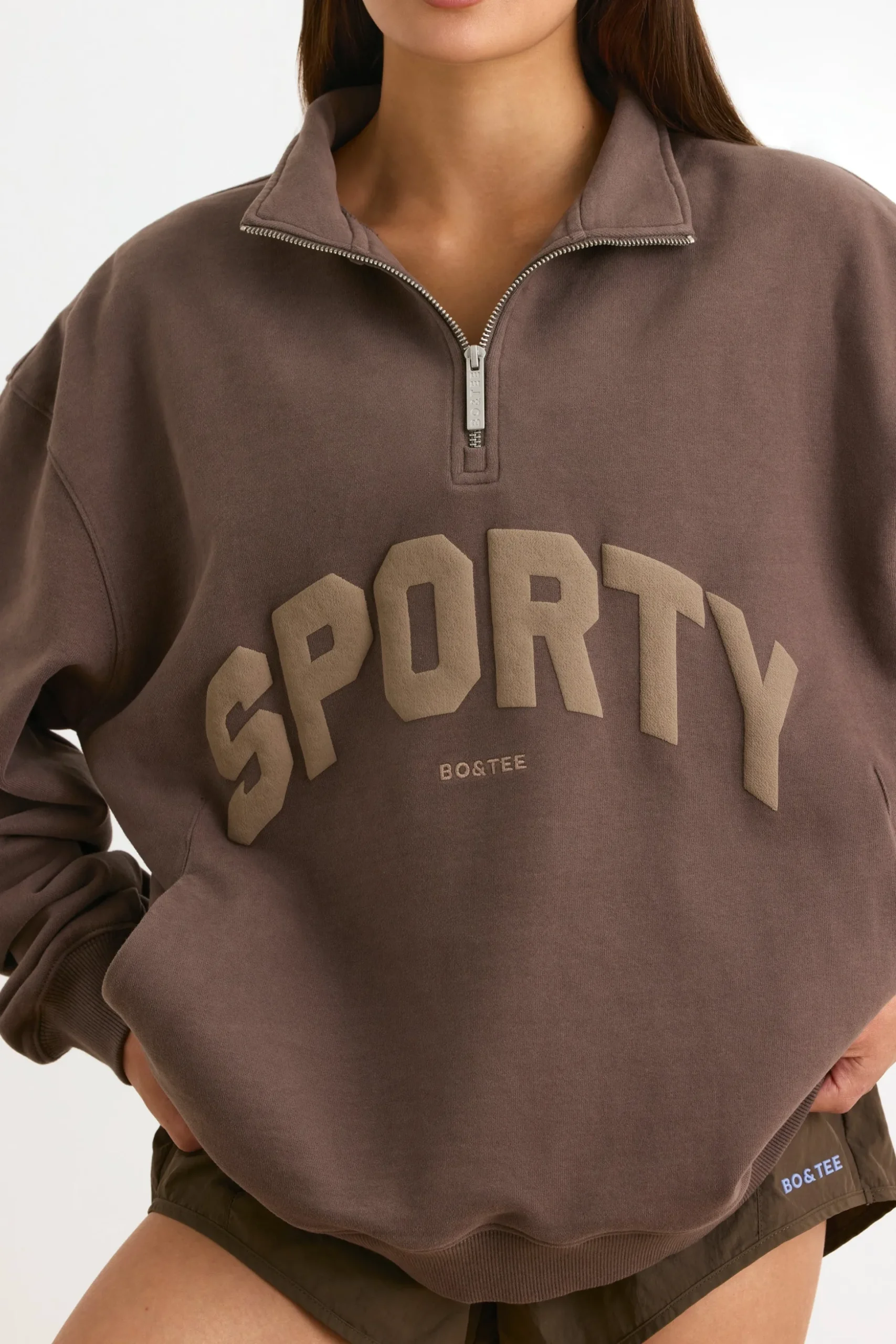 Oh Polly Sweatshirts | Matching Sets^Quarter-Zip Sweatshirt in Espresso