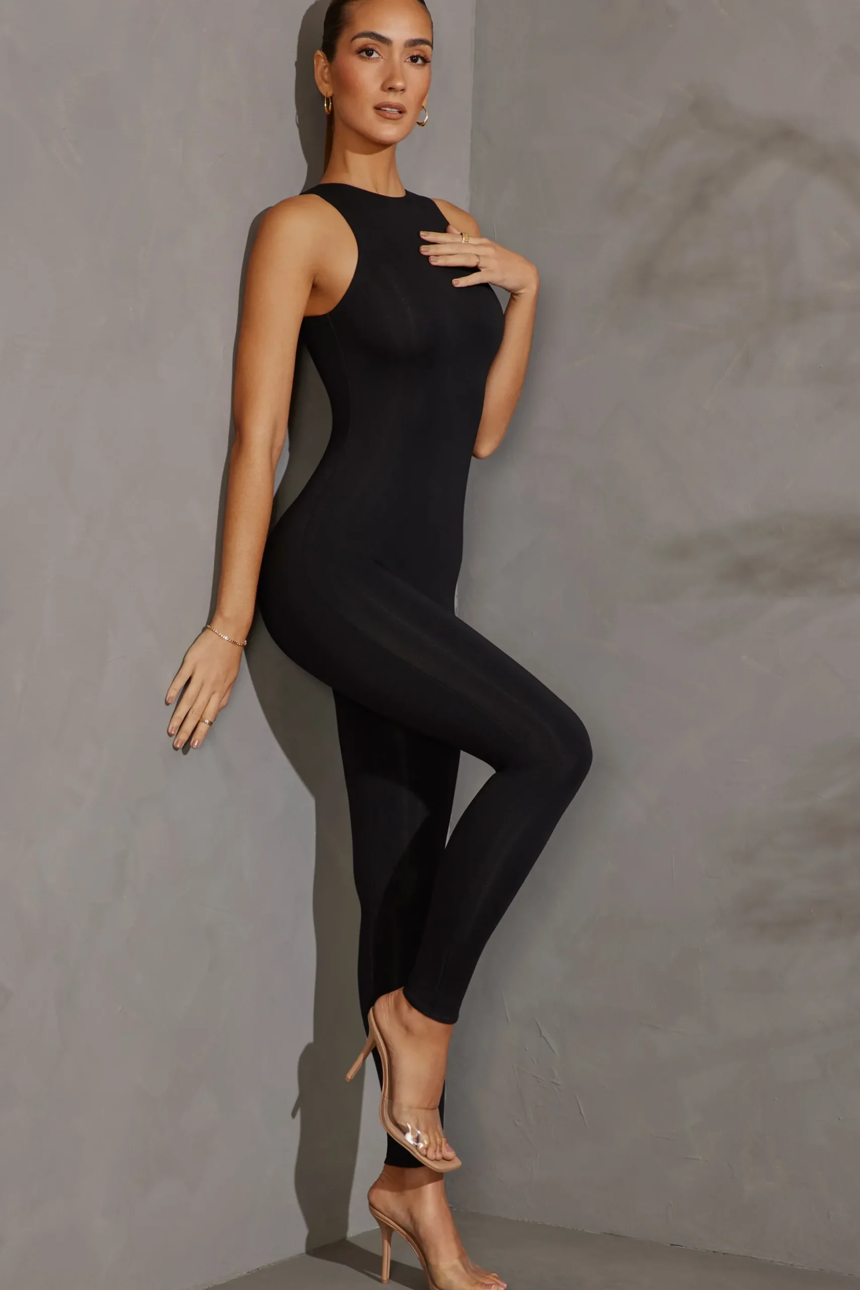 Oh Polly Jumpsuits & Unitards^Racer Neck Jumpsuit in Black