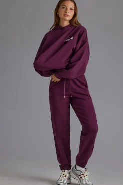 Oh Polly Tracksuits | Matching Sets^Relaxed Mid-Rise Joggers in Grape