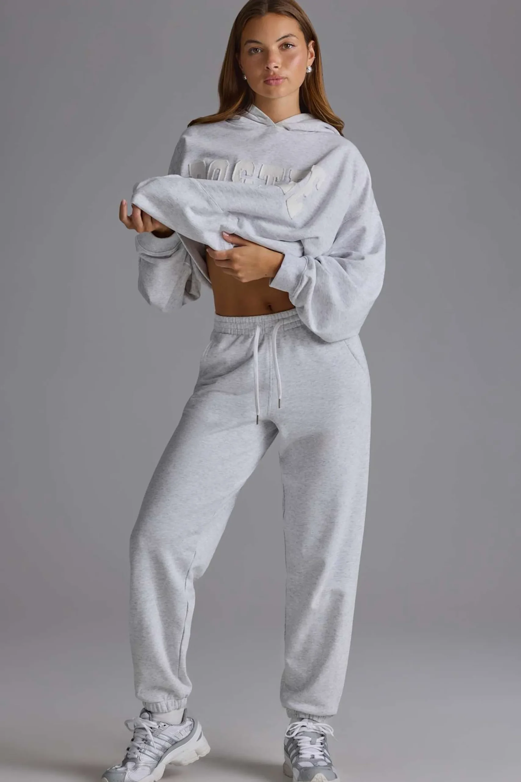 Oh Polly Tracksuits | Matching Sets^Relaxed Mid-Rise Joggers in Grey Marl GreyMarl