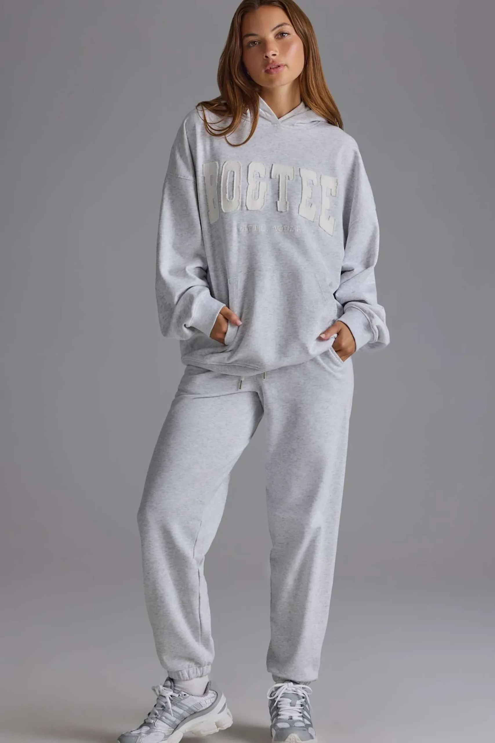 Oh Polly Tracksuits | Matching Sets^Relaxed Mid-Rise Joggers in Grey Marl GreyMarl