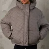 Oh Polly Coats^Reversible Hooded Puffer Jacket in Warm Grey WarmGrey