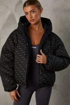 Oh Polly Coats^Reversible Hooded Puffer Jacket in Black