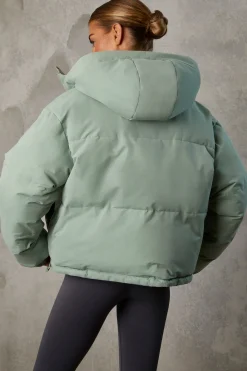 Oh Polly Coats^Reversible Hooded Puffer Jacket in Iceberg Green IcebergGreen