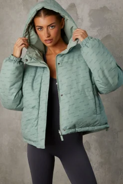 Oh Polly Coats^Reversible Hooded Puffer Jacket in Iceberg Green IcebergGreen
