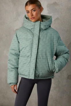 Oh Polly Coats^Reversible Hooded Puffer Jacket in Iceberg Green IcebergGreen
