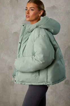 Oh Polly Coats^Reversible Hooded Puffer Jacket in Iceberg Green IcebergGreen