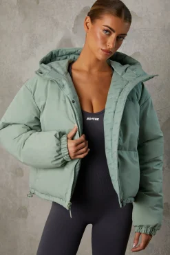 Oh Polly Coats^Reversible Hooded Puffer Jacket in Iceberg Green IcebergGreen