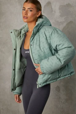 Oh Polly Coats^Reversible Hooded Puffer Jacket in Iceberg Green IcebergGreen