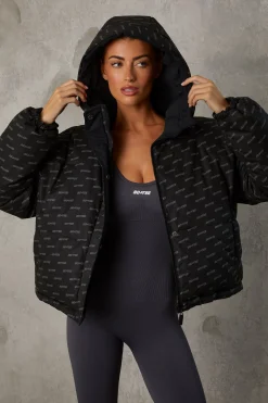 Oh Polly Coats^Reversible Hooded Puffer Jacket in Black