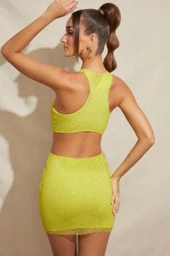 Oh Polly Women'S Clothing Sale - $65 And Under | Women'S Clothing Sale - $40 And Under^Rhinestone Cut Out Mini Dress in Lime