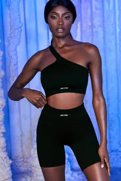 Oh Polly Shorts^Ribbed Biker Shorts in Black
