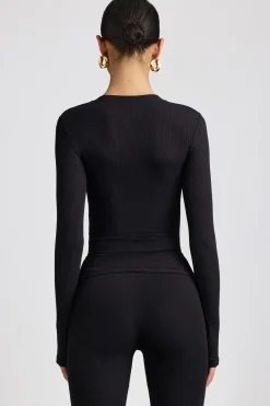 Oh Polly Tops | Elevated Essentials^Ribbed Modal Crew Neck Top in Black