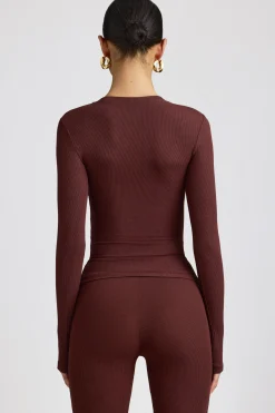 Oh Polly Tops | Elevated Essentials^Ribbed Modal Crew Neck Top in Espresso