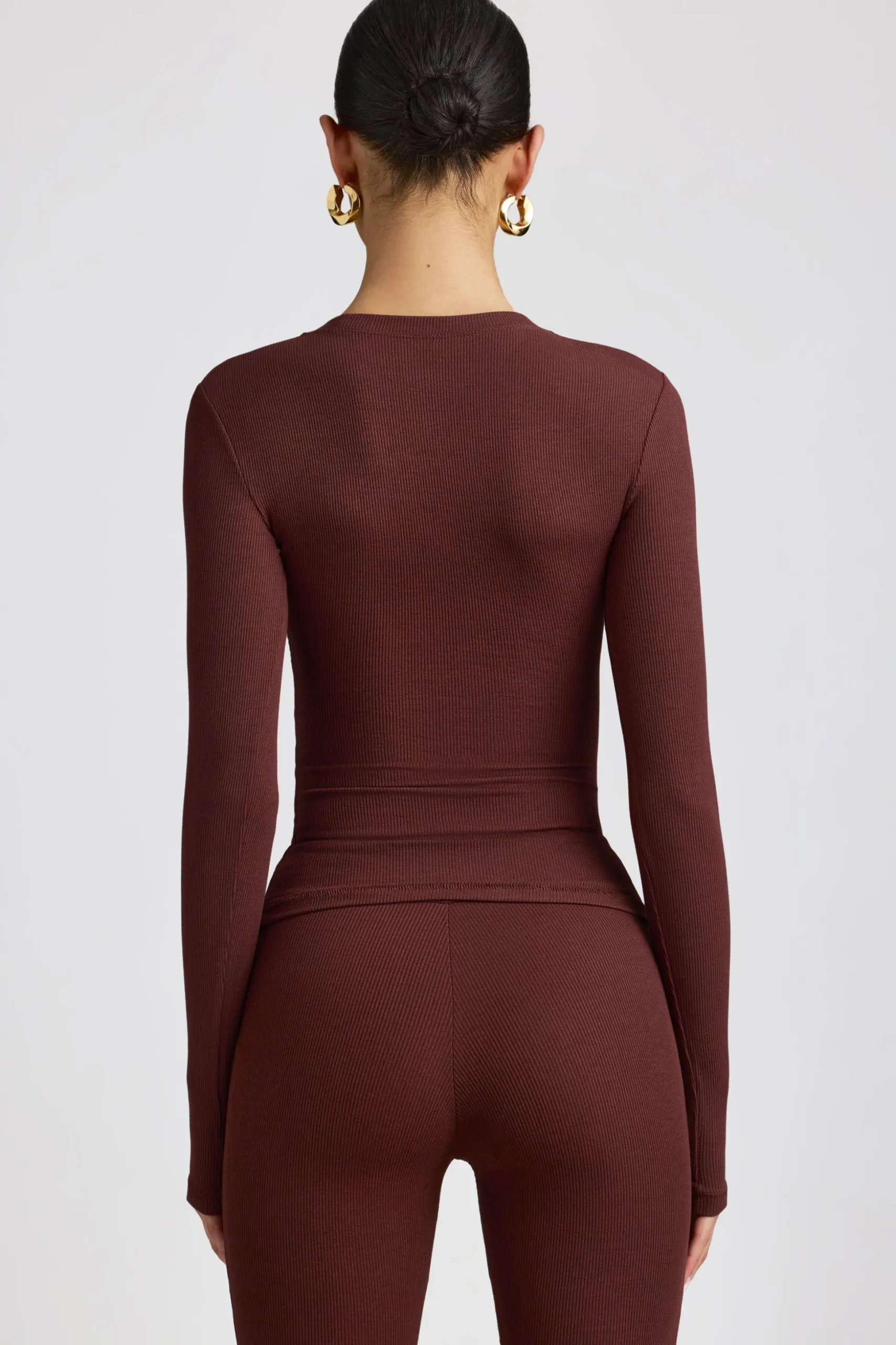 Oh Polly Tops | Elevated Essentials^Ribbed Modal Crew Neck Top in Espresso
