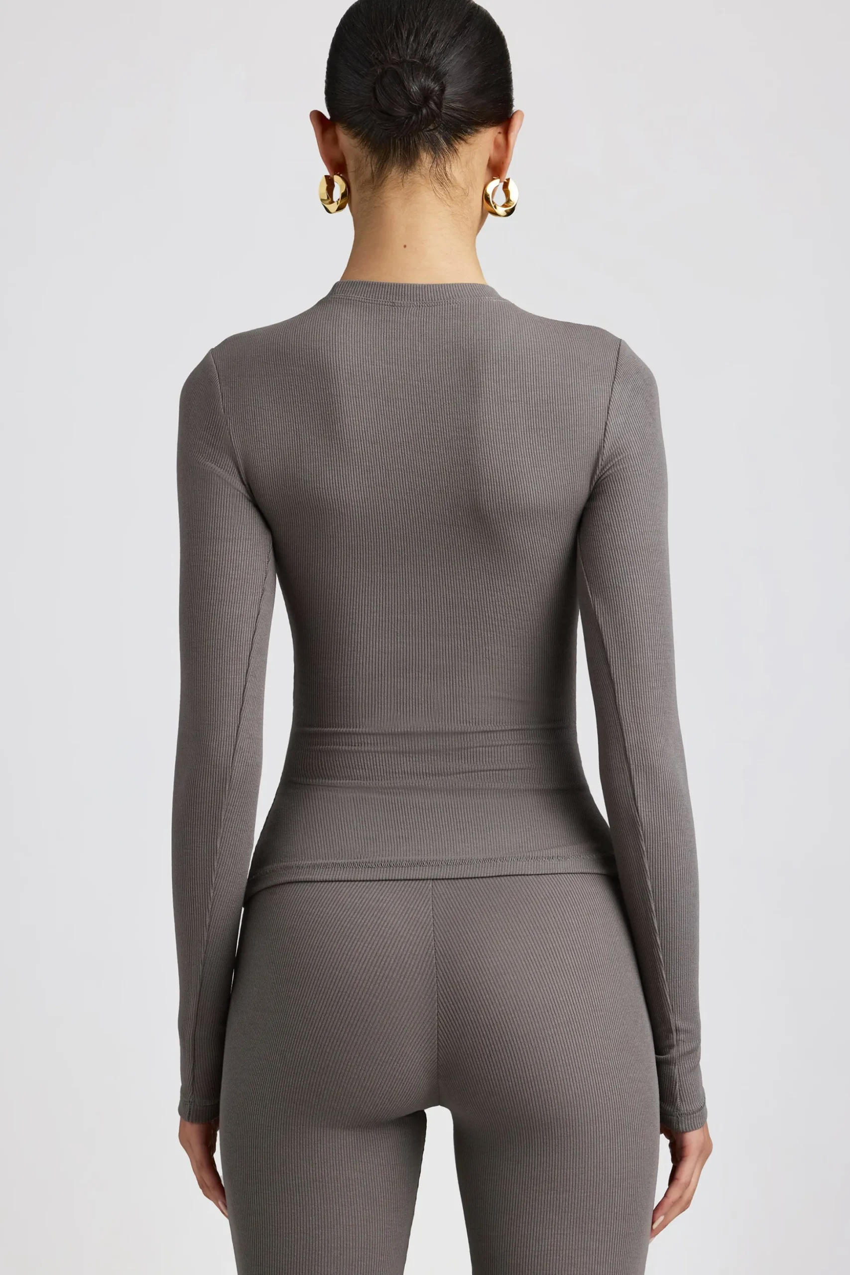 Oh Polly Tops | Elevated Essentials^Ribbed Modal Crew Neck Top in Grey