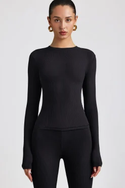 Oh Polly Tops | Elevated Essentials^Ribbed Modal Crew Neck Top in Black