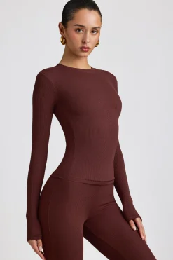 Oh Polly Tops | Elevated Essentials^Ribbed Modal Crew Neck Top in Espresso