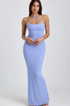 Oh Polly Tencel™ Modal Dresses^Ribbed Modal Halterneck Maxi Dress in Bluebell