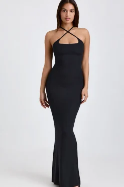 Oh Polly Tencel™ Modal Dresses^Ribbed Modal Halterneck Maxi Dress in Black