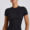 Oh Polly Co-Ords | Tops^Ribbed Modal High Neck Top in Black