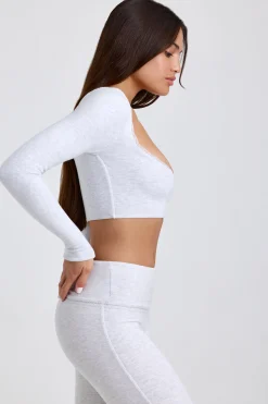 Oh Polly Women'S Clothing Sale - $65 And Under | Women'S Clothing Sale - $40 And Under^Ribbed Modal Lace-Trim Crop Top in Grey