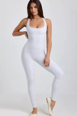 Oh Polly Jumpsuits & Unitards | Elevated Essentials^Ribbed Modal Lace-Trim Jumpsuit in Grey