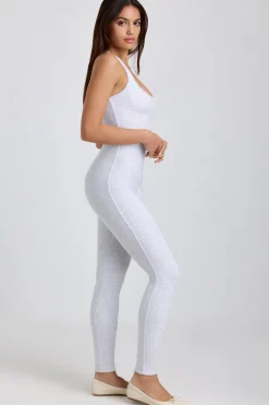 Oh Polly Jumpsuits & Unitards | Elevated Essentials^Ribbed Modal Lace-Trim Jumpsuit in Grey