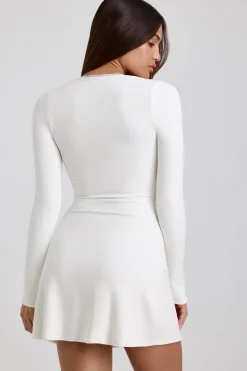 Oh Polly Tencel™ Modal Dresses^Ribbed Modal Lace-Trim Mini Dress in White