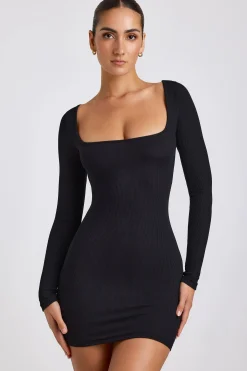 Oh Polly Tencel™ Modal Dresses^Ribbed Modal Long Sleeve Mini Dress in Black