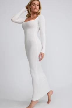 Oh Polly Tencel™ Modal Dresses^Ribbed Modal Long Sleeve Maxi Dress in White