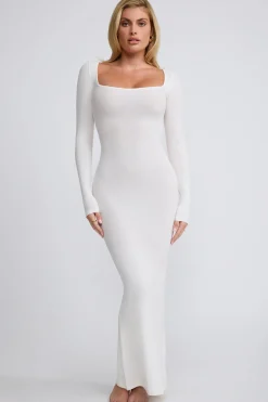 Oh Polly Tencel™ Modal Dresses^Ribbed Modal Long Sleeve Maxi Dress in White
