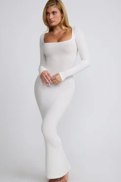 Oh Polly Tencel™ Modal Dresses^Ribbed Modal Long Sleeve Maxi Dress in White