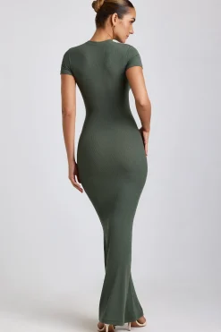 Oh Polly Elevated Essentials | Fall Outfits^Ribbed Modal Maxi Dress in Khaki Green