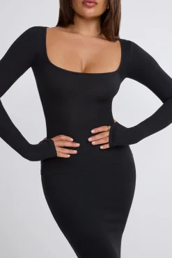 Oh Polly Skirts & Skorts | Co-Ords^Ribbed Modal Mid Rise Maxi Skirt in Black