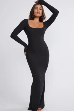 Oh Polly Skirts & Skorts | Co-Ords^Ribbed Modal Mid Rise Maxi Skirt in Black